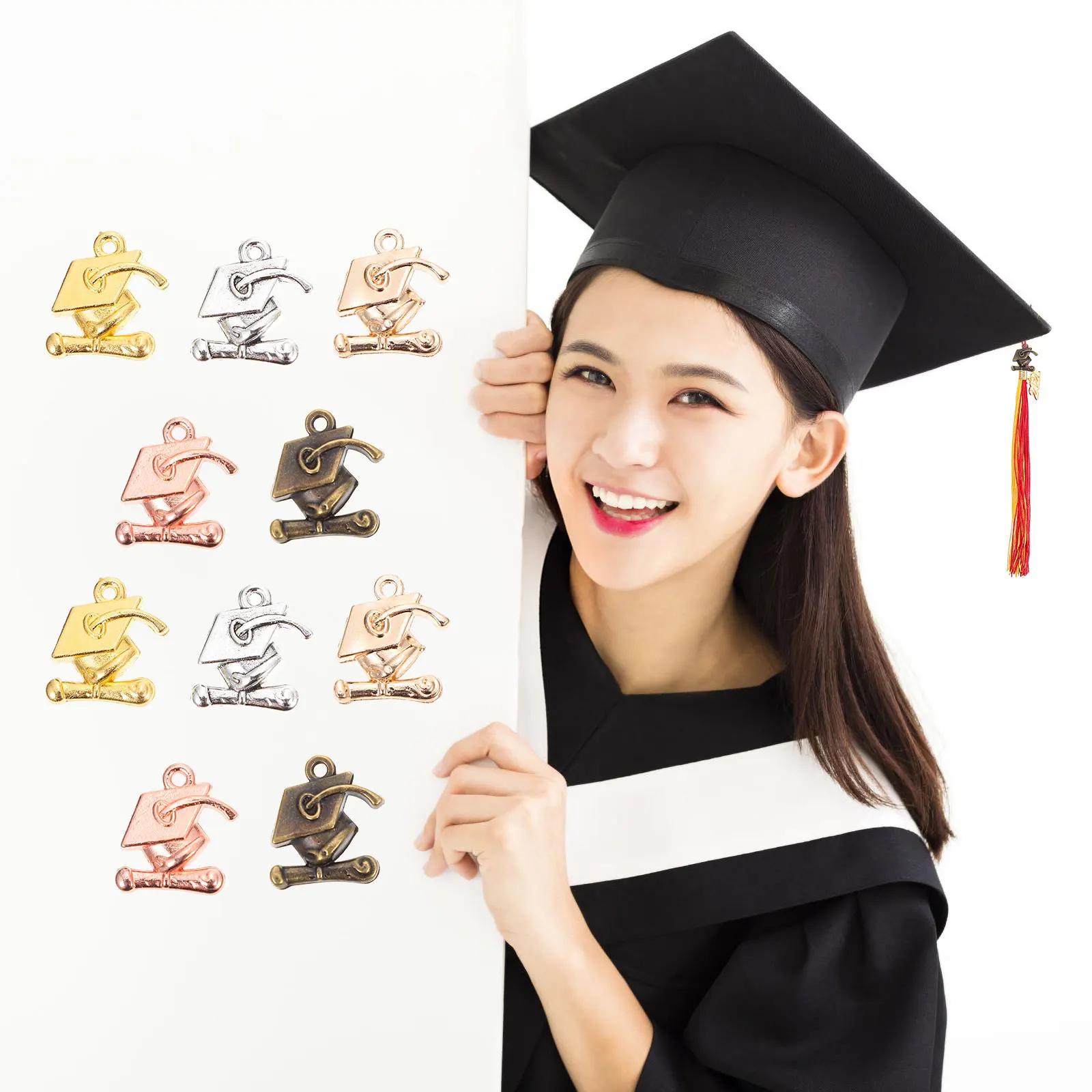 

70pcs Graduation Doctor Hat Pendants Unique Fashion Alloy Charm For Jewelry Making Diy Decoration Commemorative Gift Necklace
