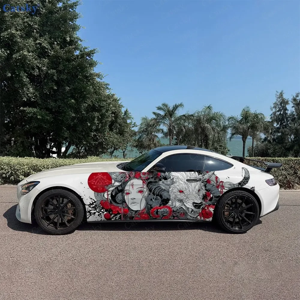 2PCS Curse Seal Twin Spirits, Durable, Fade-resistant, Enhance Vehicle Aesthetics With Bold Artistic Design Car Vinyl Wraps