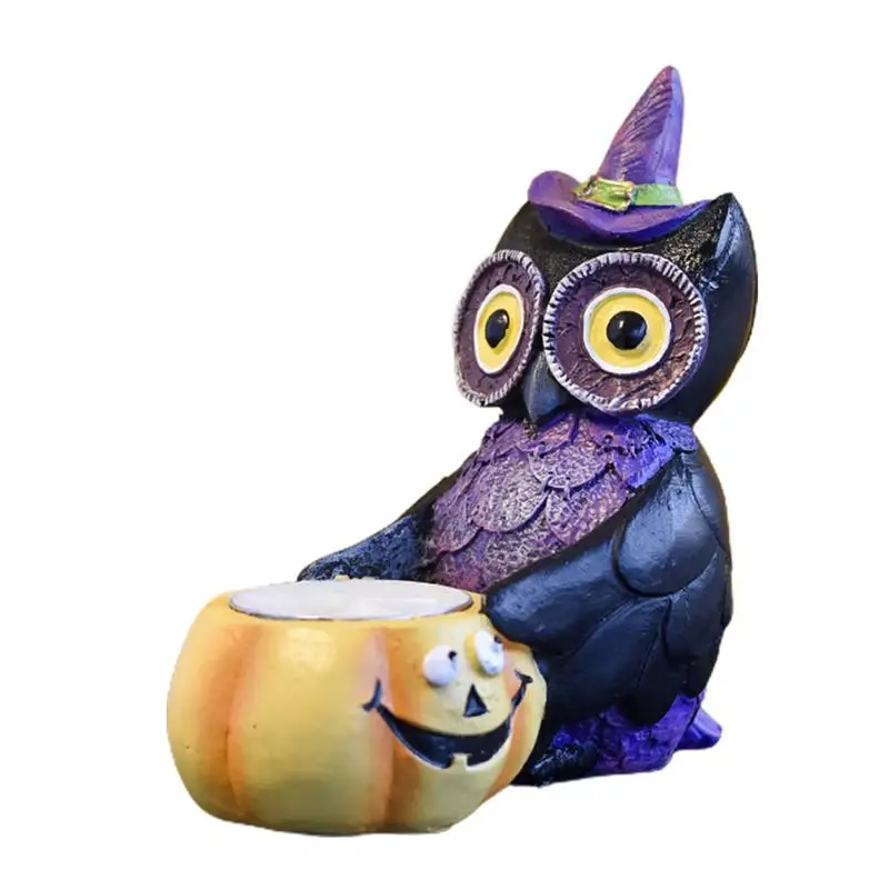 

Halloween Gothic Owl Ornaments Creative Resin Owl Sculptures Ghost Festival Haunted House Atmosphere Decorations Desktop Crafts