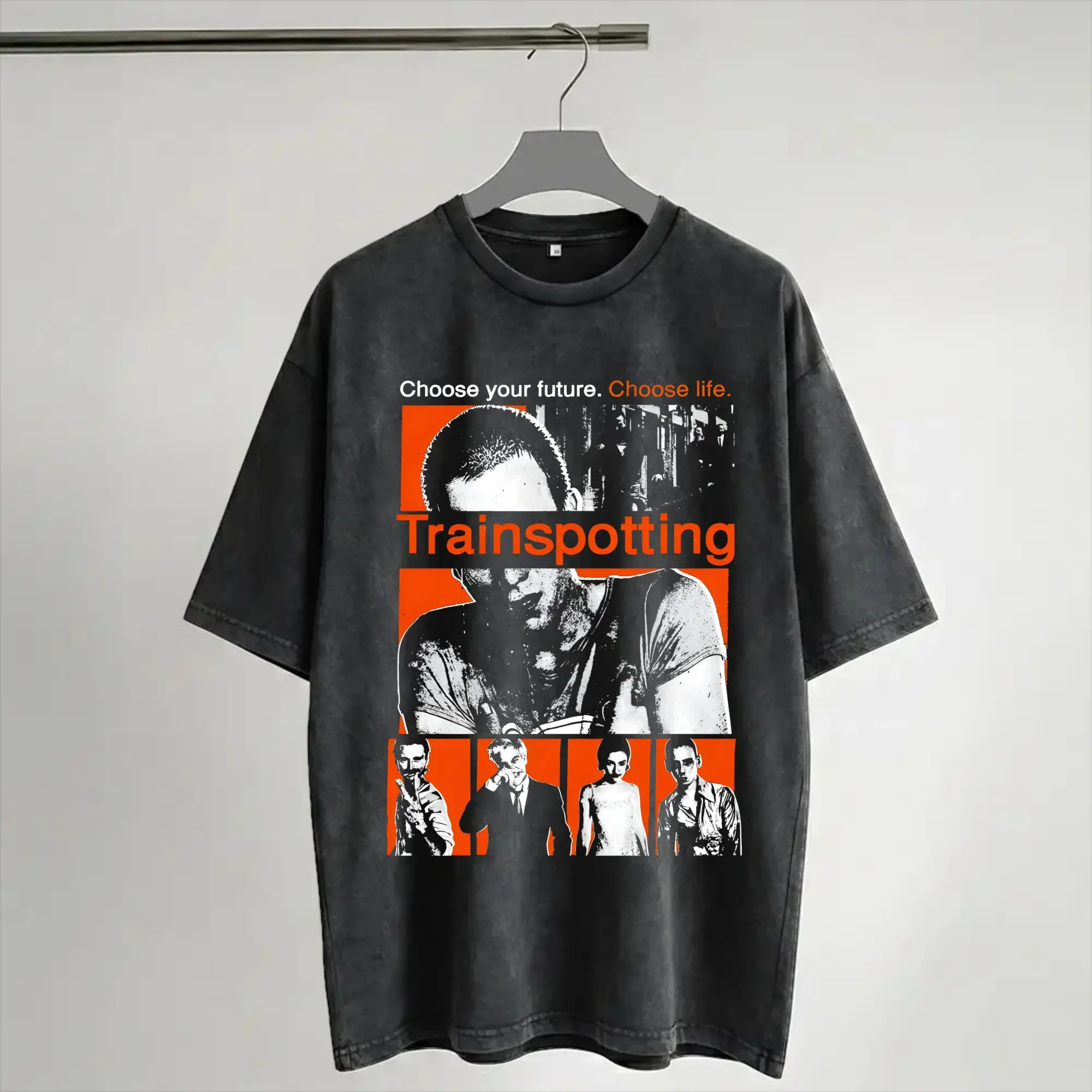 Harajuku Washed Shirt Trainspotting  Merch Vintage T Shirt High Street  Streetwear Short Sleeve Summer Tees