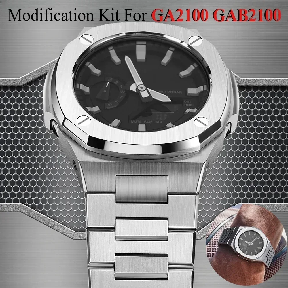 الفاخرة ل كاسيوك تعديل عدة GA2100 نوتيلوس الحافة المعدنية طقم عصري حاوية من الفولاذ المقاوم للصدأ حزام معدني لملحقات GA 2110