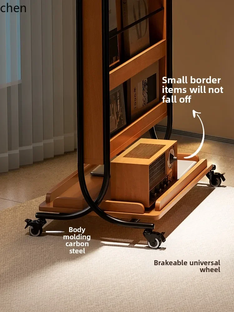 DSA removable full body mirror floor mirror household storage magazine rack bedroom mobile fitting