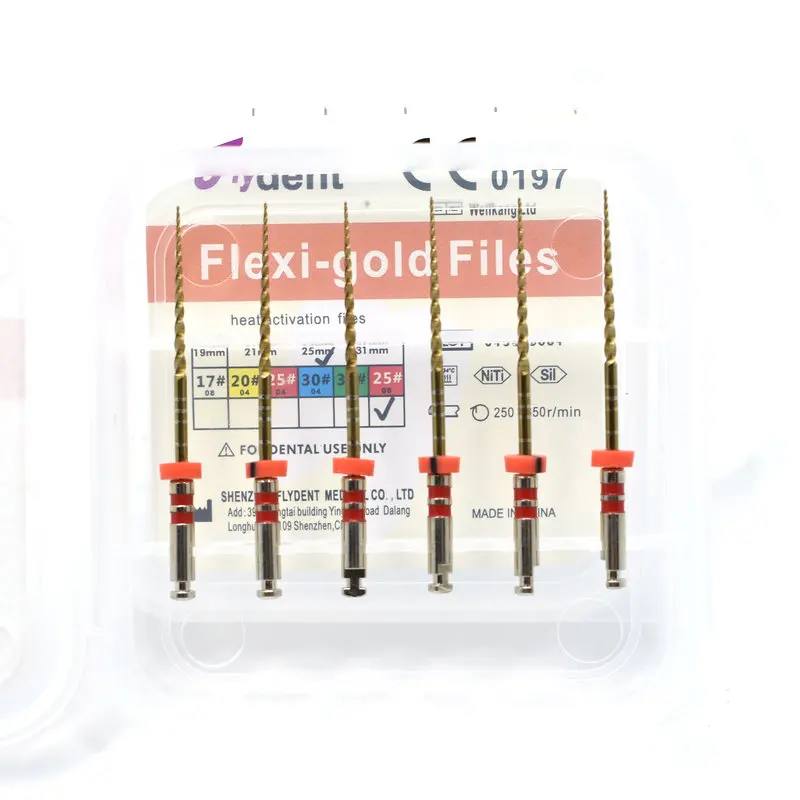 Fiches dentaires Pro-Flexi, instrument à activation thermique, NiTi doré, pliable pour instrument en titane, outil dentaire