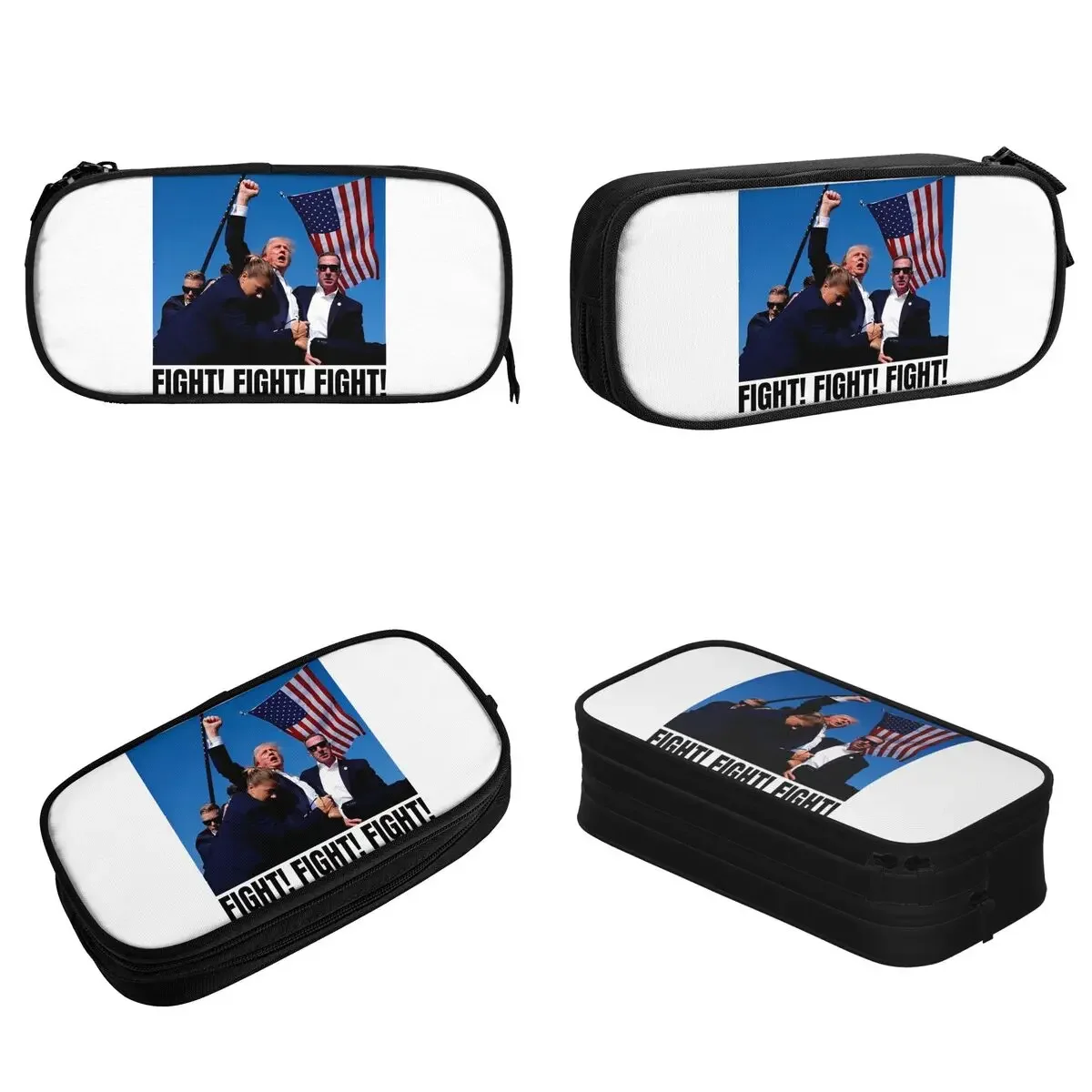 2024 Trump Fight Meme Pencil Cases President  Pouch Pen Box for Girls Boys Big Capacity Bag Office Gift Stationery