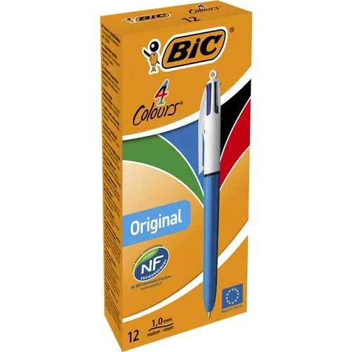 Bic 4 Colors Original Ballpoint Pen Retractable Comfortable - Medium Point (1.0mm)-Precision Writing, Smooth Long Time Usage