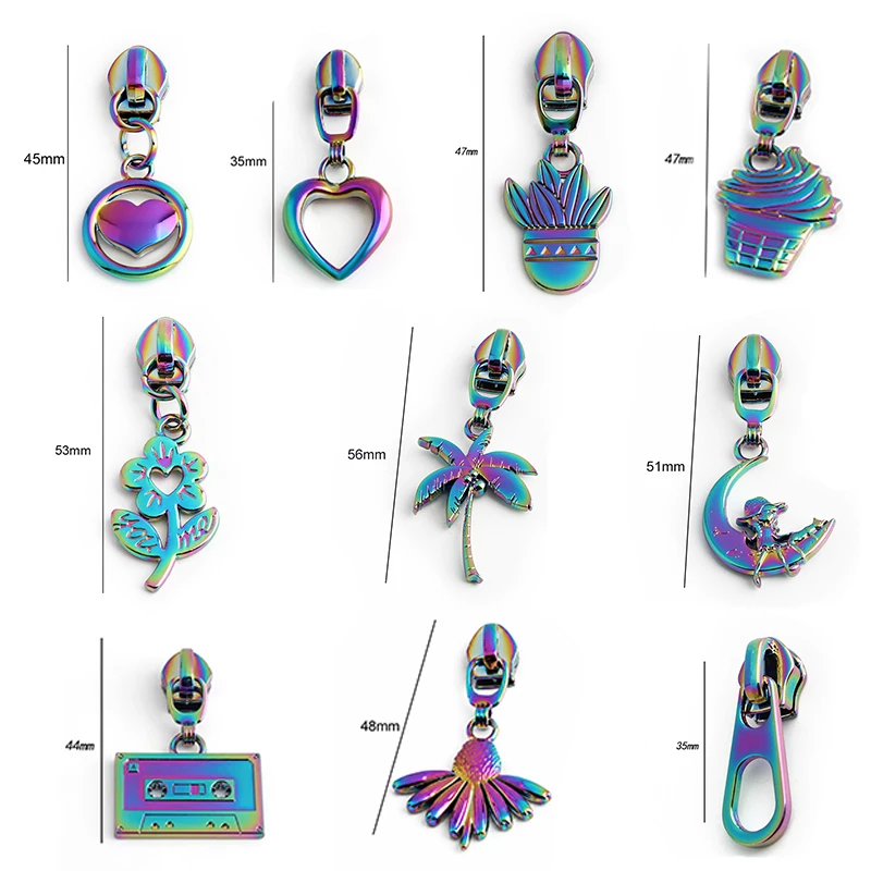 5/10/20PCS Hollow Metal #5 Nylon Zipper Pulls, Decorative Zipper Head Accessories for Handbags Luggage Pockets DIY Bag Making