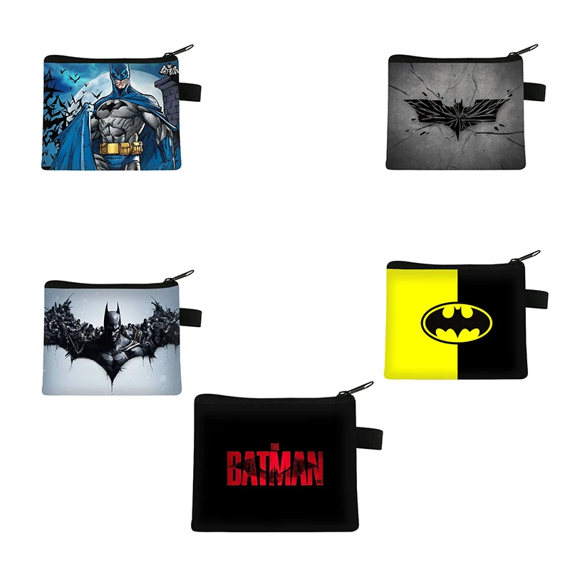 Justice League Anime Figure Bat-man Bru-ce Wayne Coin Purse Portable Card Case Coin Key Storage Bag Clutch Small Gifts