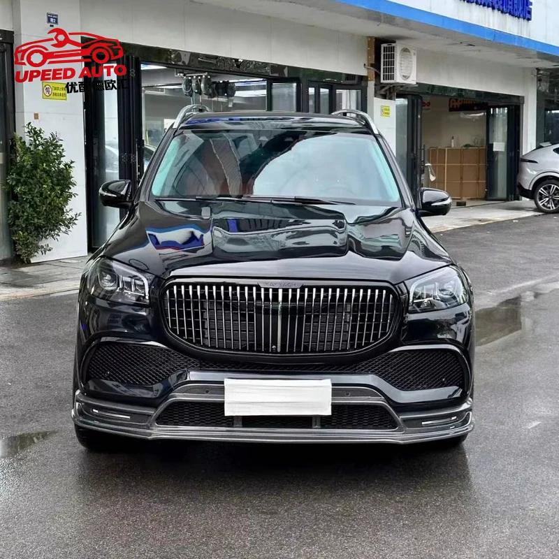 Suitable for 2021+ Mercedes Benz GLS Maybach Carbon Fiber Body Kit LD Style Front Bumper Lip & Rear Diffuser