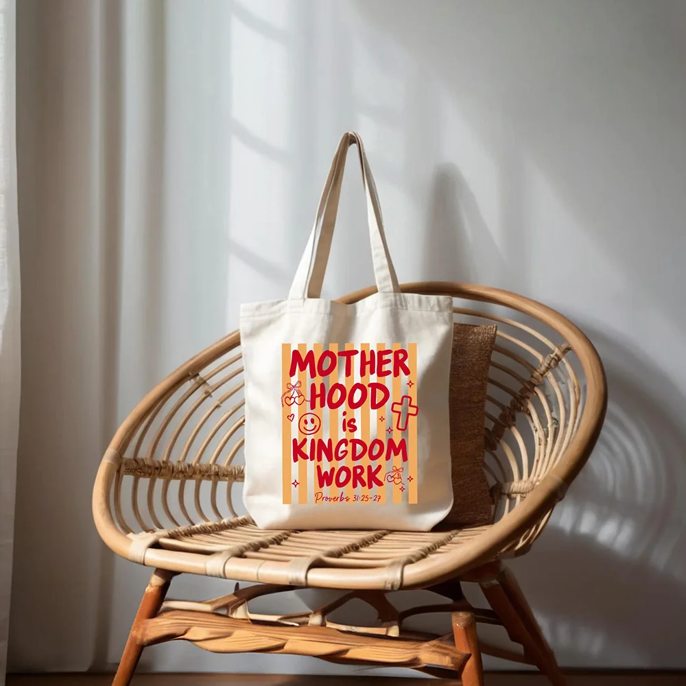 Blank Canvas Tote Bag Vertical Custom Print Your Logo Reusable Shopping Bag For Women Daily Use
