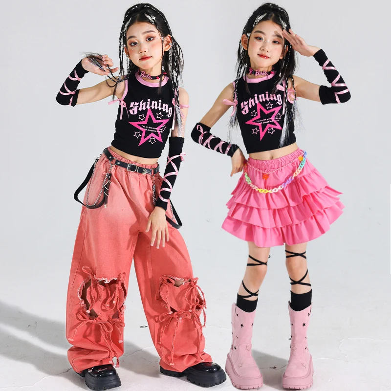 T-shirt Hip Hop pour adolescentes, gilet, pantalon Cargo, jupe, short de danse de rue, Costume de Jazz K-pop pour filles, ensembles de vêtements pour enfants, Streetwear pour enfants