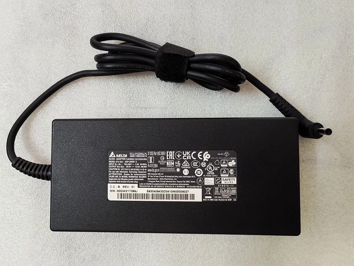 OEW slim 240W Delta 20V 12A 4.5mm ADP-240EB D AC Adapter For MSI Pulse GL76 12UGK-256 RTX3070 Gaming Notebook Original Puryuan