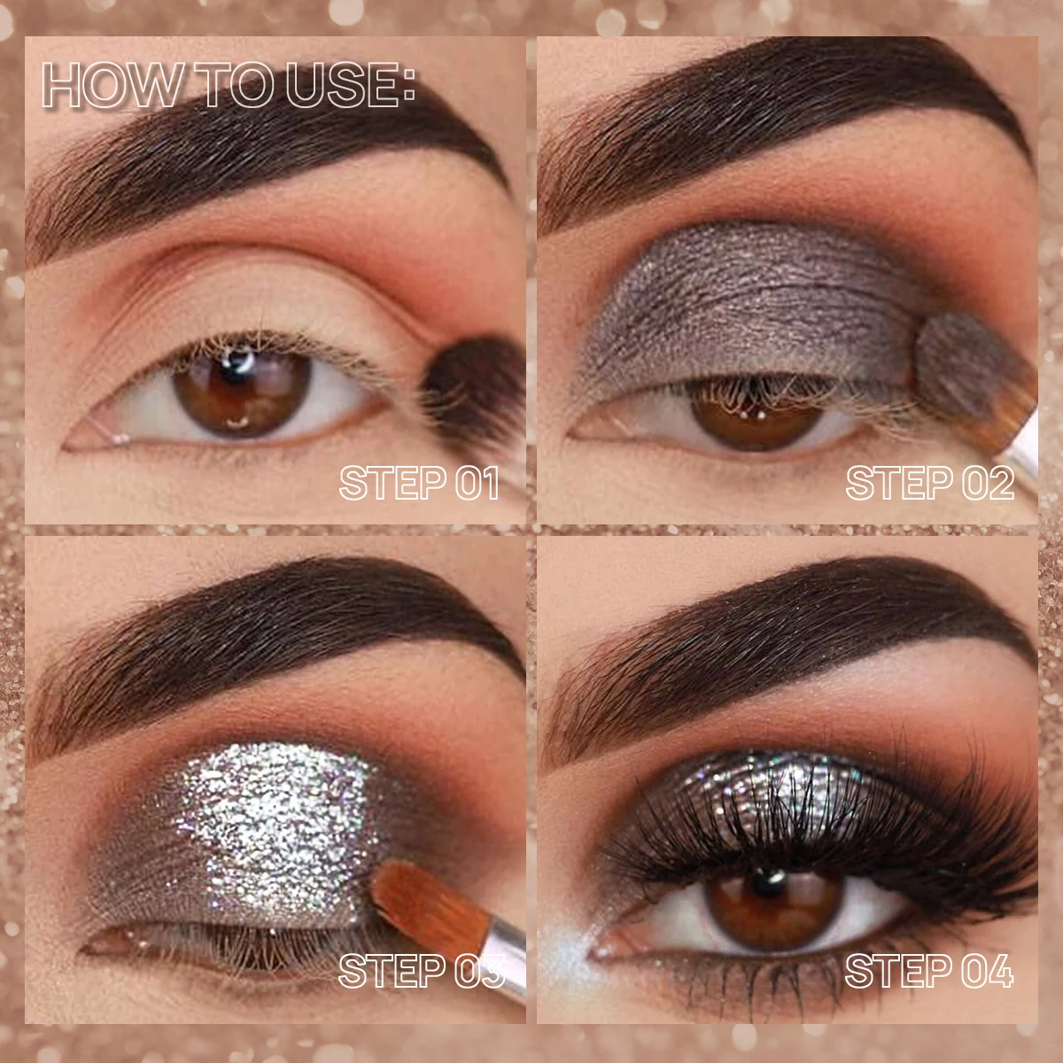 1 個のパーリーグリッターアイシャドウパレット、光沢のある明るいアイシャドウメイクアップ、マッシュポテトテクスチャーシャドウスムーズに適用