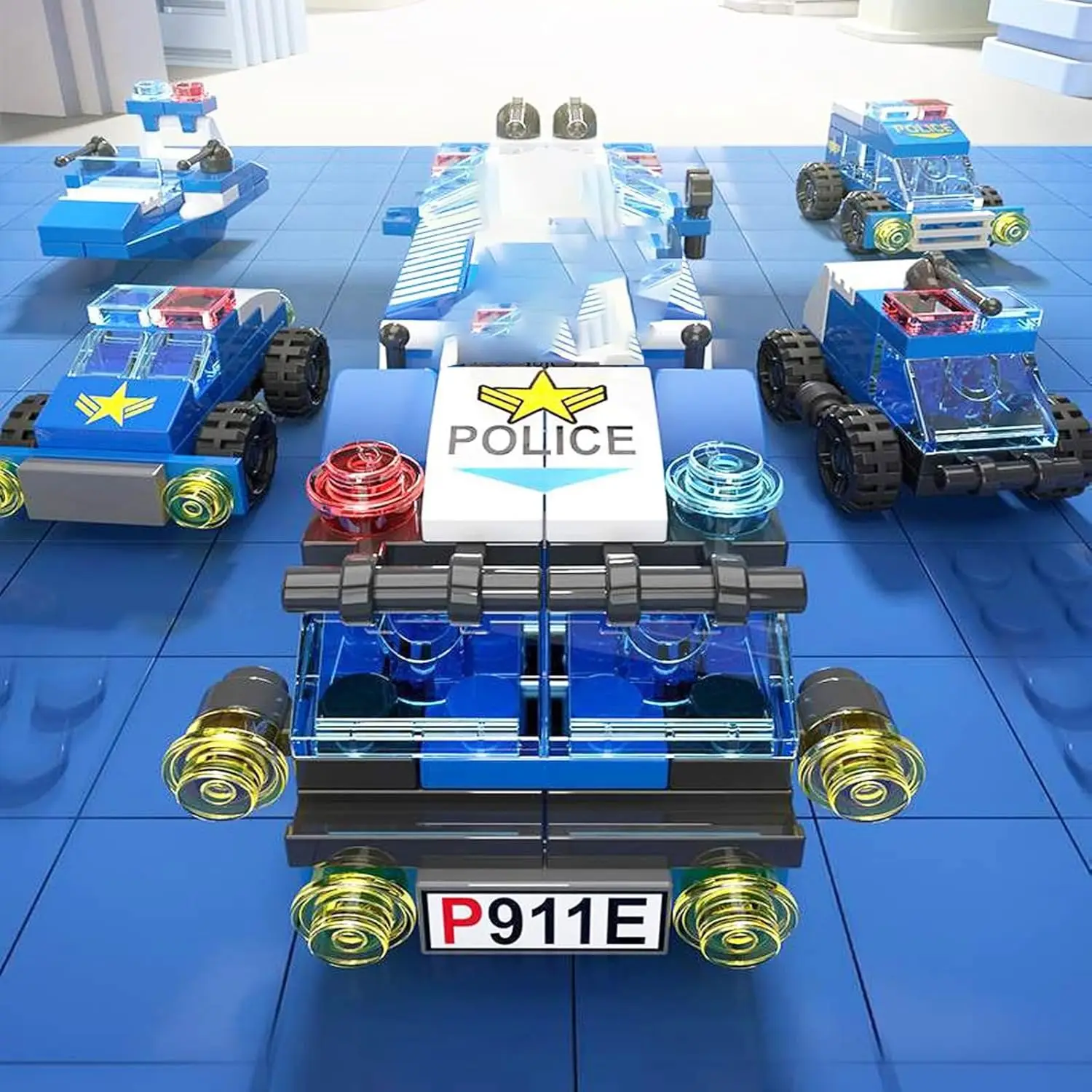 147-delige politieauto speelgoedbouwset voor kinderen van 5-12 jaar, constructiespeelgoed met bewegende wielen Auto Chase Adventure speelset
