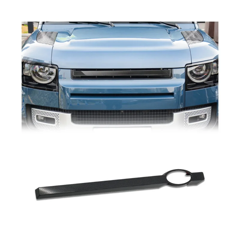 For Land Rover Defender 2020-2022 - Dark Black Medium Grid Grille Trim Hood Logo Kit - Mod Parts
