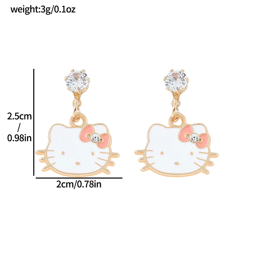 Sanrio Hello Kitty Earrings Stud Women Cute Kuromi Dangle Earrings Girl Cinnamoroll Melody Accessory Kids Xmas Gift