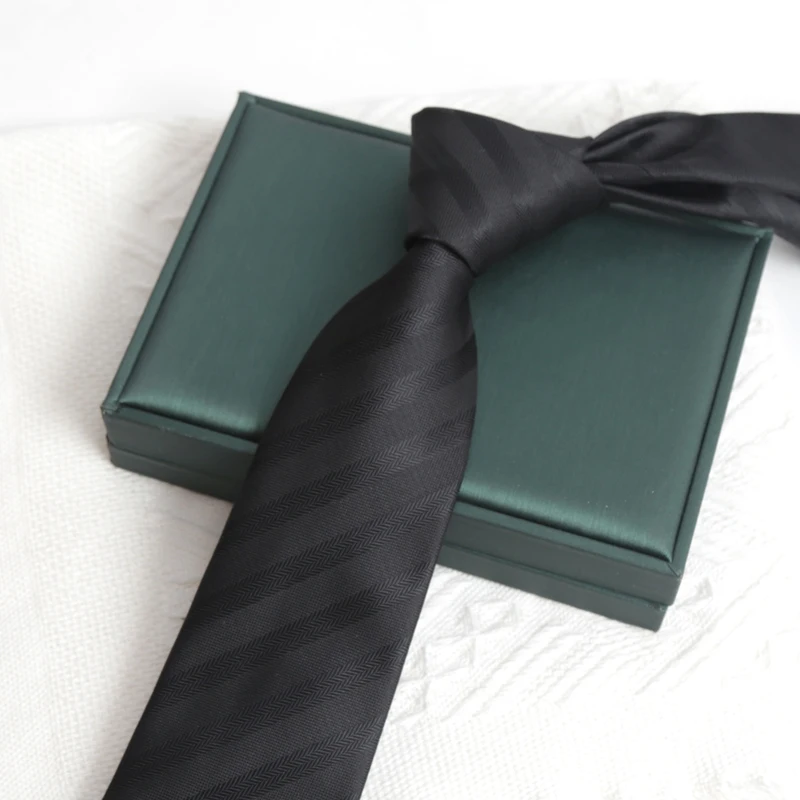 Dasi Pria Hitam Fashion 8CM Jacquard Tenun Motif Garis Titik untuk Hadiah Pria, Dasi Pengantin, Bisnis, Pesta Pernikahan, Aksesoris