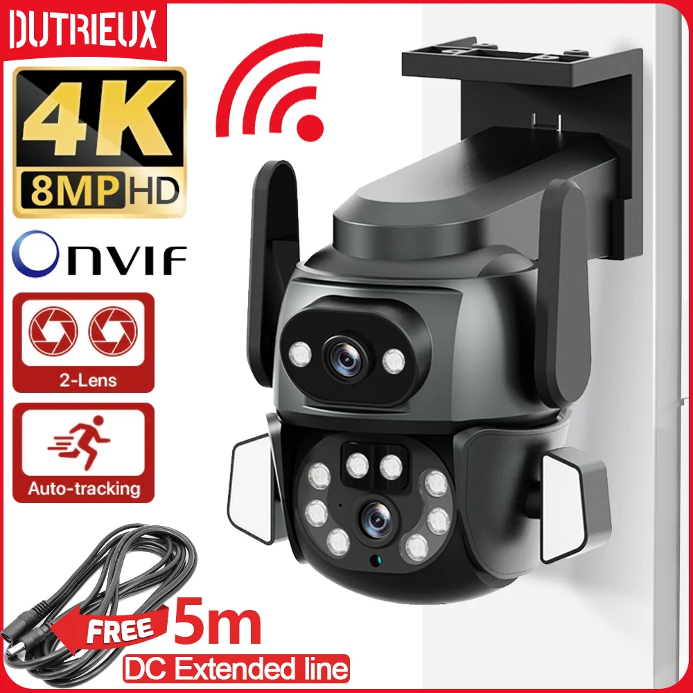 8mp Ptz Wifi Camera Buiten Nachtzicht Dual Screen Menselijke Detectie Beveiliging Cctv Surveillance Ip Camera