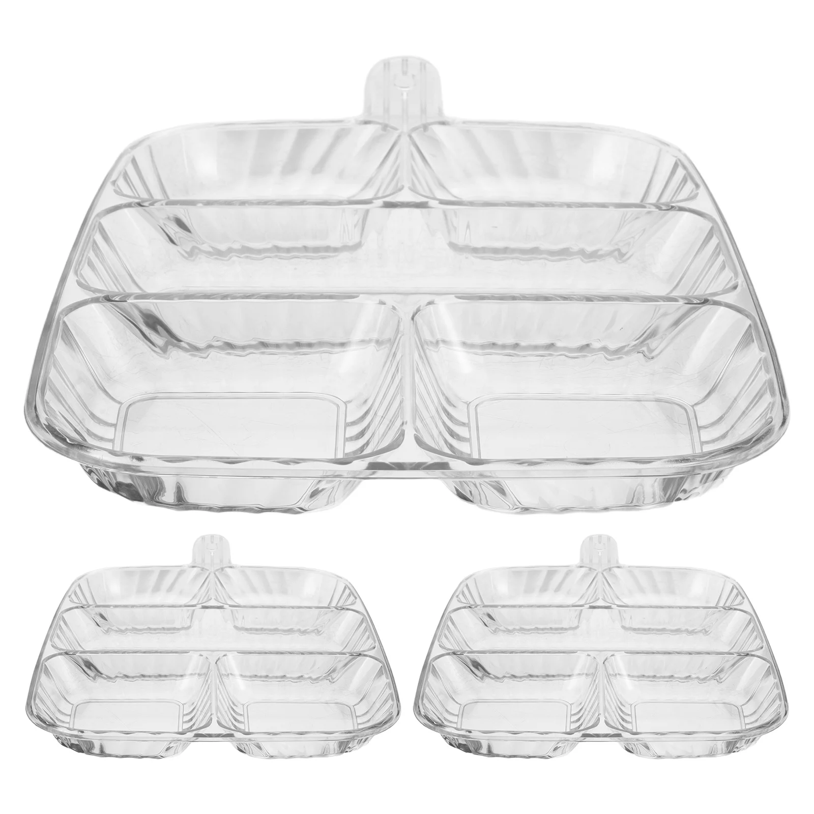 

3pcs Kitchen Storage Transparent Divided Food Tray For Snacks Fruits Spices Organizing Multi-Functional Serving Platter