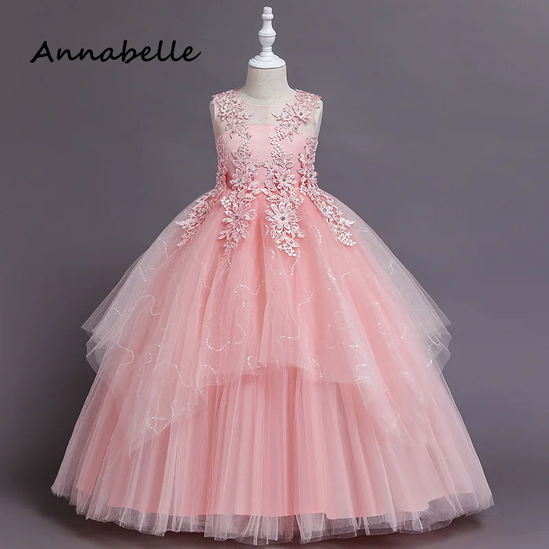 Annabelle Flower Baby Girl Bow Dress For Wedding Party Dresses Kids Colorful Children Puffy Baby Clothes Princess vestidos