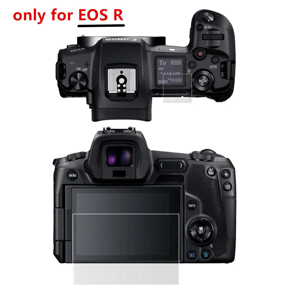 캐논 EOS R EOSR 카메라용 자체 접착 강화 유리, 대형 LCD 및 PET 필름, 탑 숄더 정보, 소형 스크린 보호대 커버