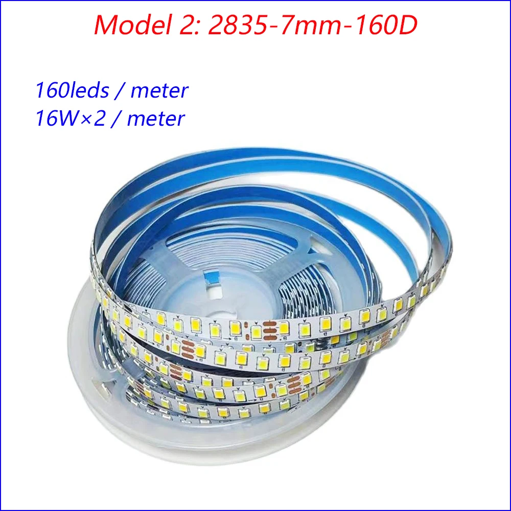 3colors 5meter 2835-7mm-140D/160D/180D/200D SANAN Highlight constant current LED strip 20W×2/meter with 3solder joints.