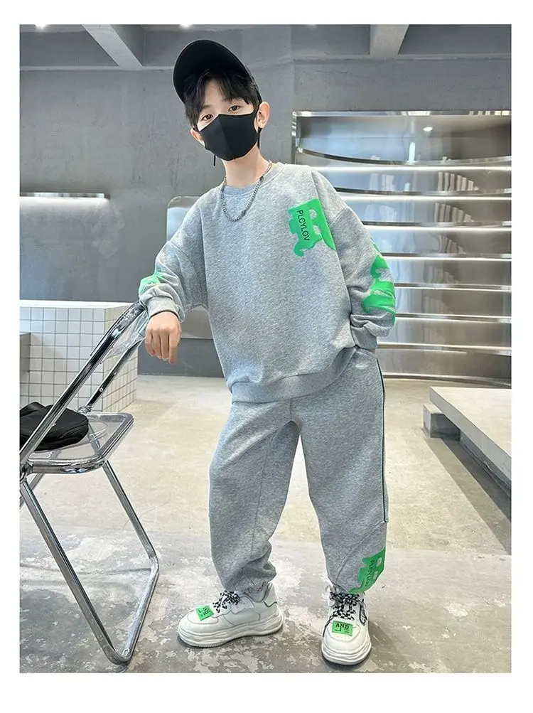 2pcs Children's Clothing Boys' Sets Spring and Autumn Clothes Set 2024 New Cool and Handsome Casual Kids Hoodie Two-piece Set image 6