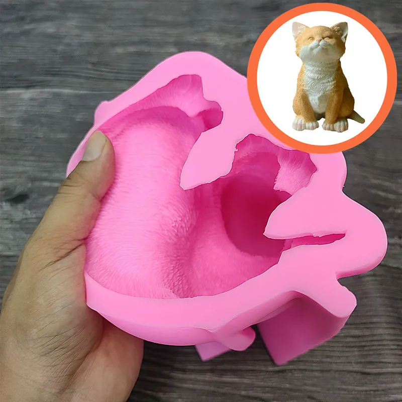 3D grande gatto candela stampo animale orsacchiotto cuccioli cera di soia stampo in Silicone cucciolo cane amante decorazioni per la casa regalo di