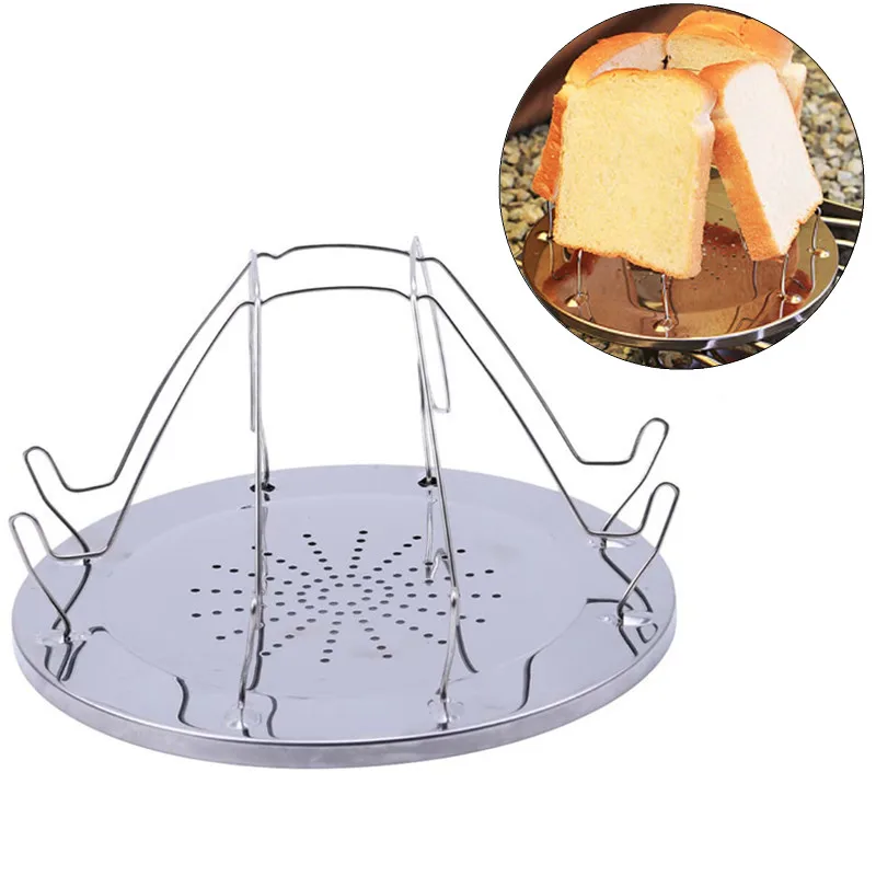 Simple Portable Stainless Steel Toast Rack Outdoor Camping Toaster Folding Portable Grill Multi-Purpose Stove Grill Bread Grills