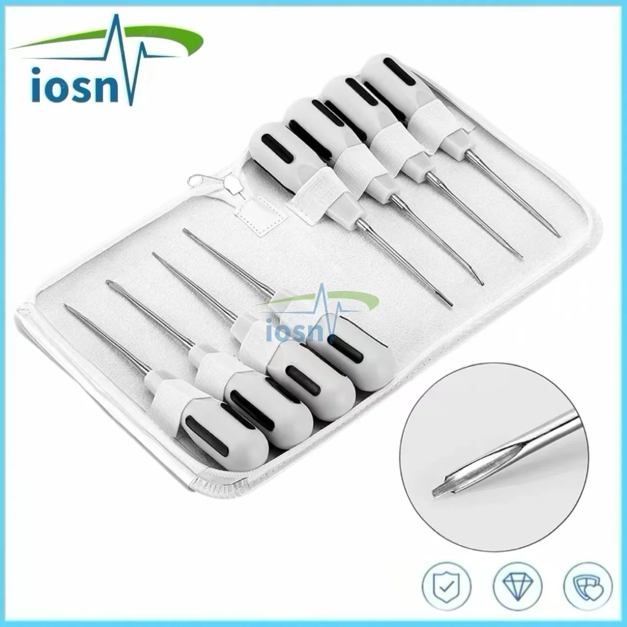 

8 Pcs/Set Dental Elevators Stainless Steel Dentistry Vibrators with Plastic Handle Screwdriver Kit Dentist Basic Instruments