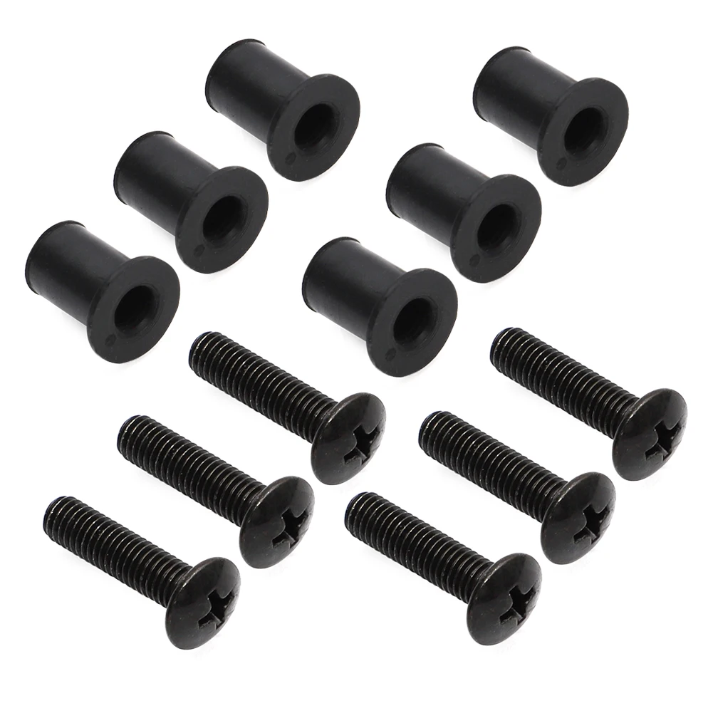 Pack of 6 Snowmobile Alloy Steel Windshield Screws And Rubber Nuts For All Yamaha Snowmobile 90150-05024-00, 90179-05523-00