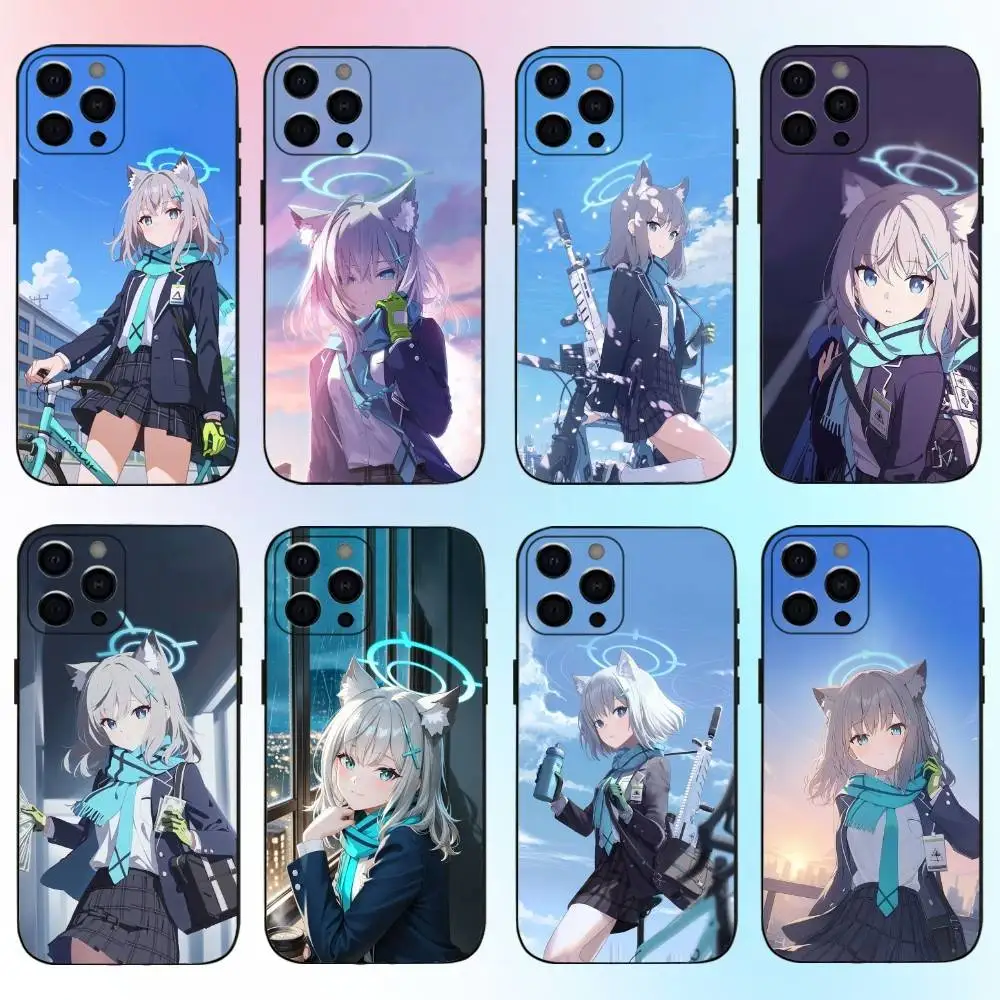 

Blue S-Shiroko A-Archive Phone Case For iPhone17,16,15,14,13,12,11 Plus,Pro Max Soft Black Cover