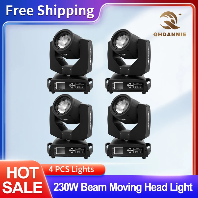 

4Pcs Lights with 2Flightcases Beam 7R 230W Moving Head Stage Light Sharpy Lamb Gobo Lyre DMX Rainbow Effect Dj Bar Disco Party