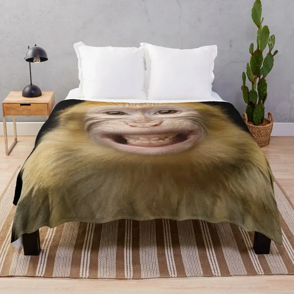 

loughing monkey Throw Blanket Multi Use Warm Blanket for Living Room Bedroom