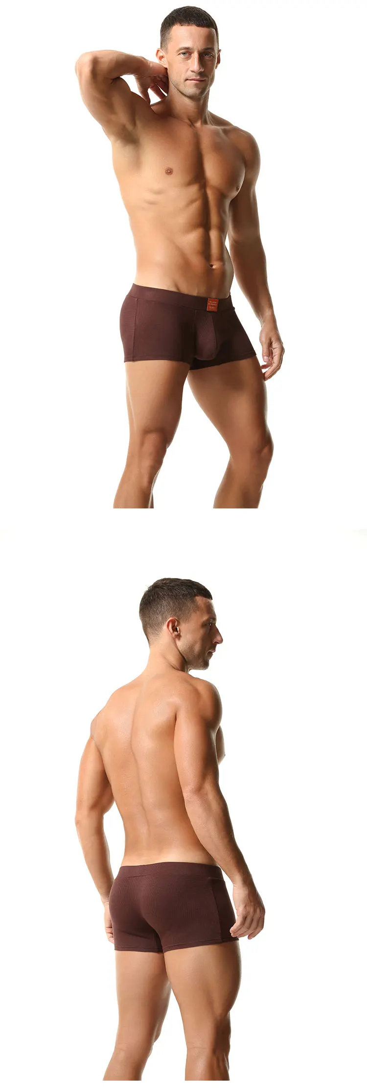 TAUWELL Herren Gerippte Boxershorts mit 3D-Konturierter Tasche Elastischer Bund Weicher Stretch-Stoff für Komfort Lässige Unterwäsche – Detail 8