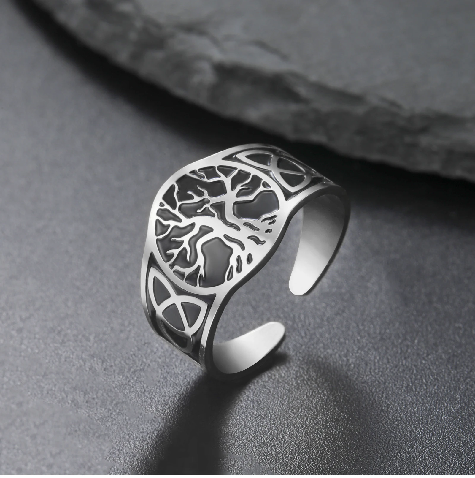 Cooltime Goldfarbener Keltischer Knoten Lebensbaum Offener Ring für Männer und Frauen Retro Edelstahl Nordischer Stil Amulett Schmuck 2026 Geschenk – Detail 13