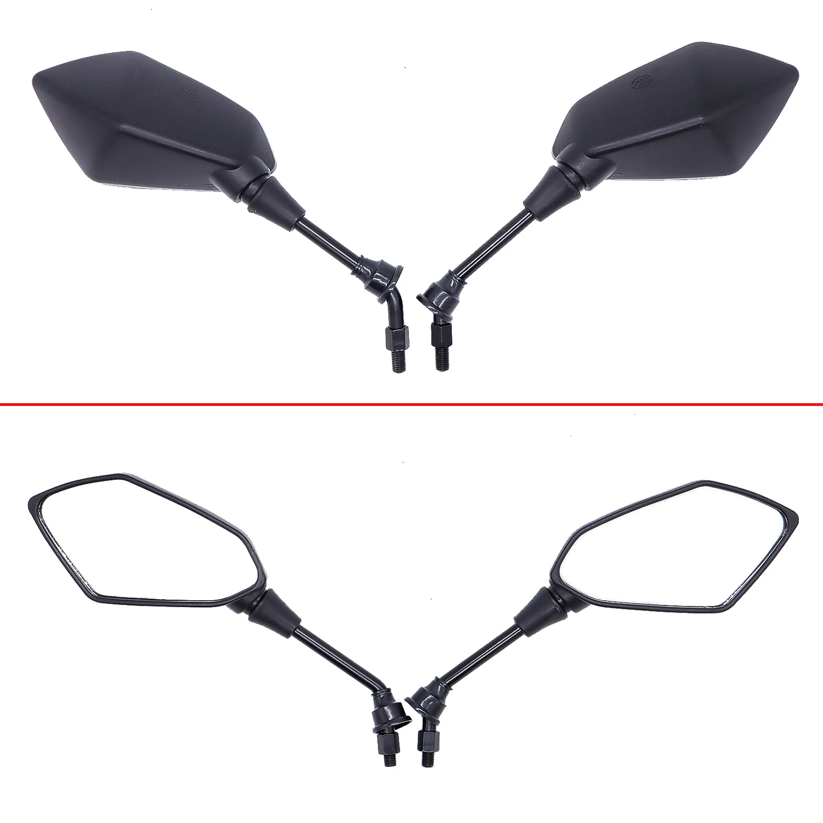 2 Pcs Unviersal Handlebar Mirrors Motorcycle Bike E-Bike Scooter ATV Rear View Side Mirror Screw 8mm 10mm Convex Custom Mirror