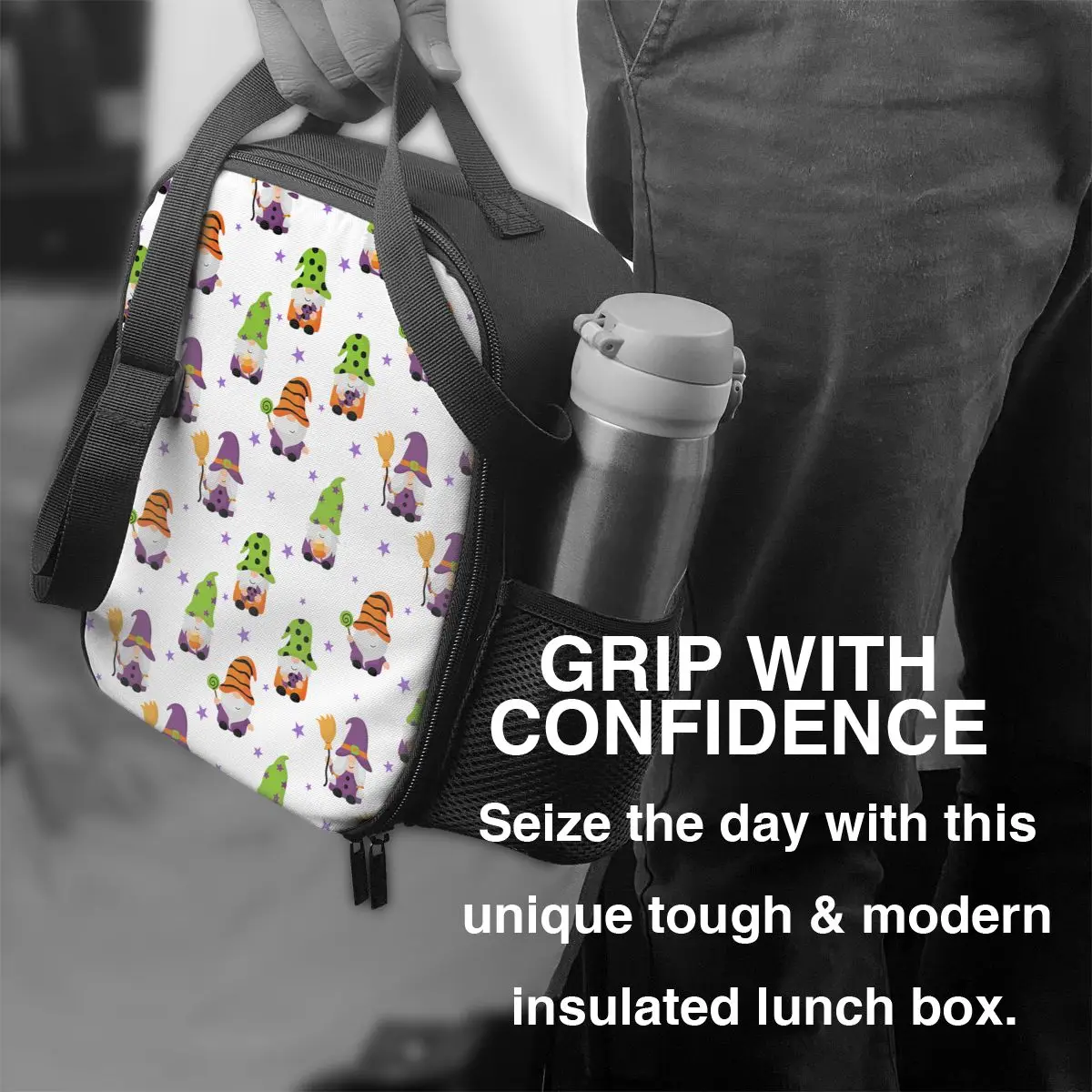 Cute Halloween Gnomes Insulated Lunch Bag for Women Cooler Thermal Lunch Box Office Picnic Travel