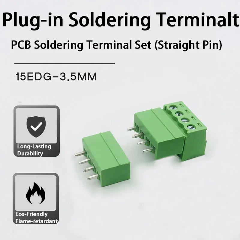 ストレートヘッダ＆プラグアセンブリ | UL94V-0認証 3.5mm PCBヘッダ 2-24P端子 | PA66絶縁体 | エコフレンドリーグリーン