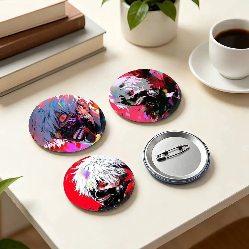 K-Ken Kaneki Anime T-Tokyo Ghoul  25 32 44 58 75mm Badges Personalized Round Brooches Pins Accessory Gift
