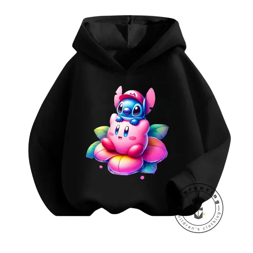 Japanese Style Kirby Hoodie for Kids Spring Autumn Casual Wear Cartoon Printed Popular Game Character Fashion Street Pullover