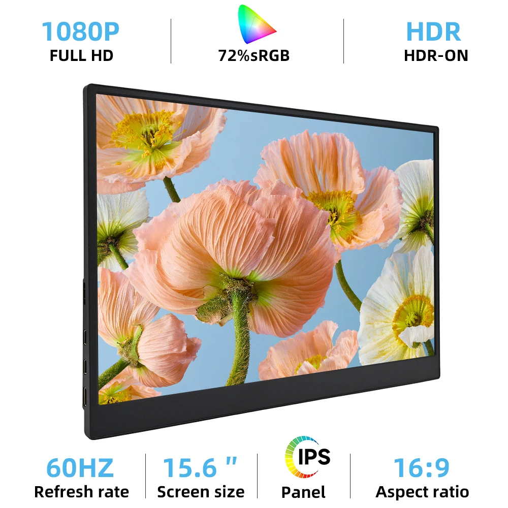 ZSUS 15.6-Inch 1920*1080 Portable Monitor 1080P For Laptop XBox PS4/ 5 Switch Cell Phone PC Extension Mobile Mointor