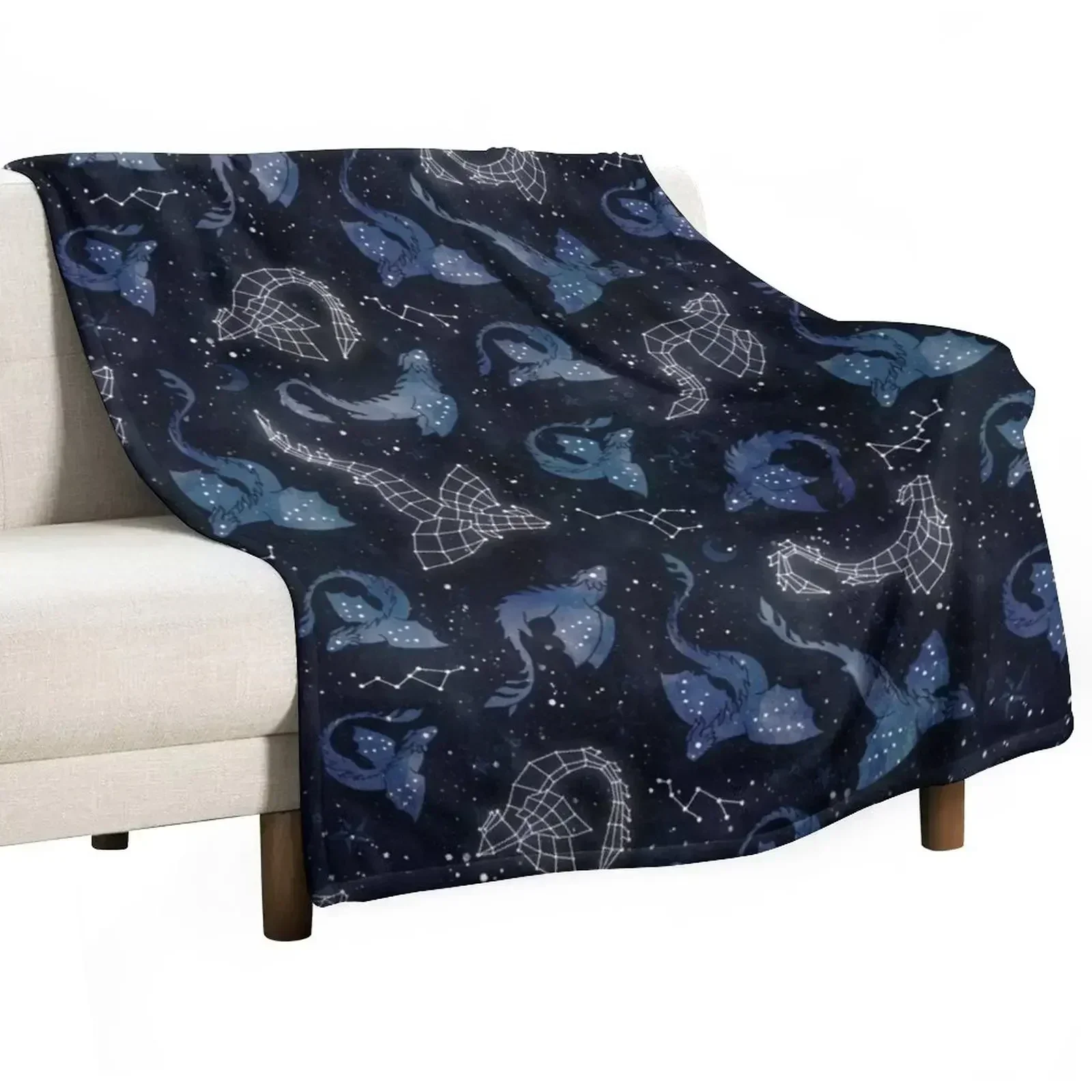 Dragon star constellations Throw Blanket Stain Resistant Cozy Warm Blanket