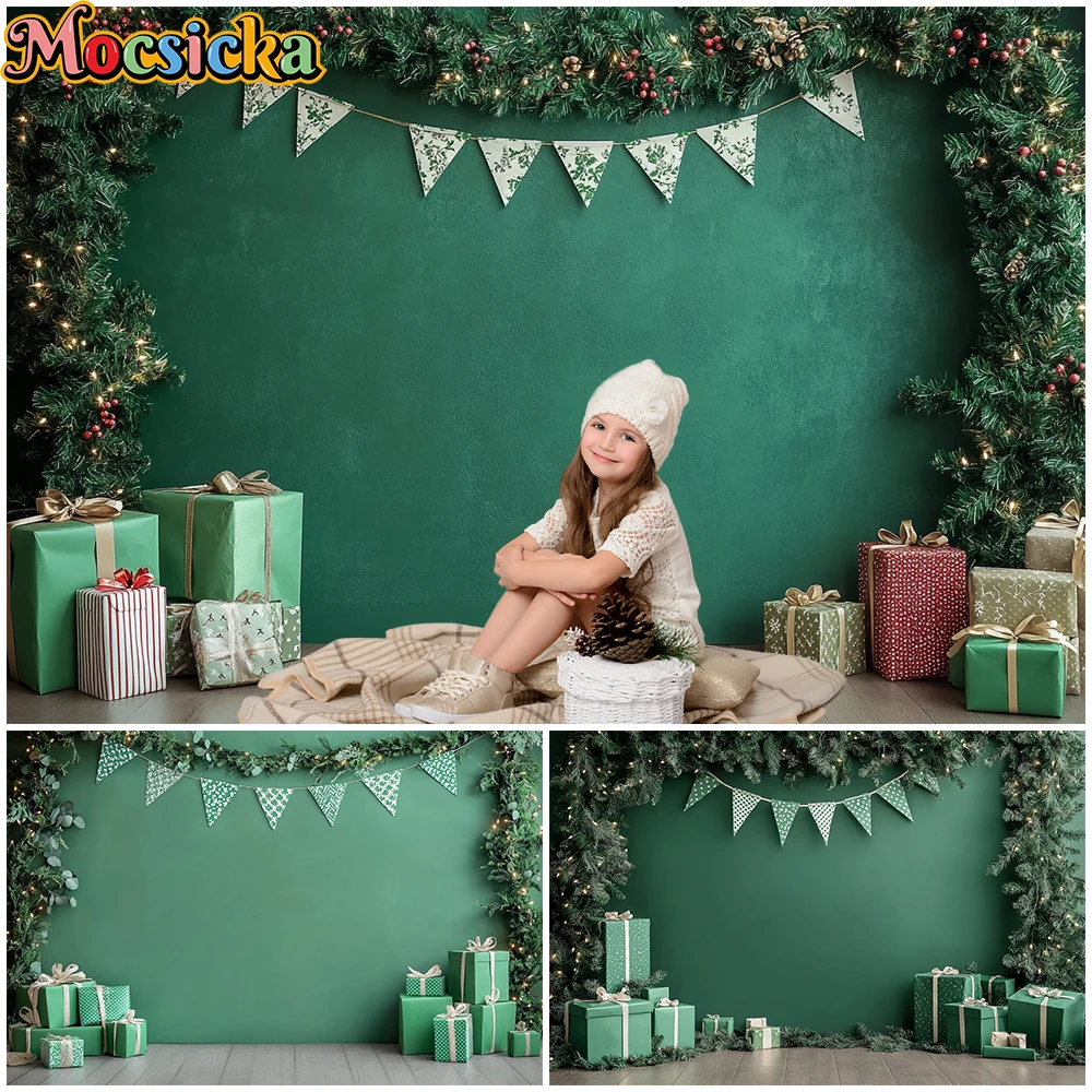 

Mocsicka Green Photography Wall Backdrop Shooting Props Christmas Present Party Supplies Decor Birthday Photo Backgrounds Banner