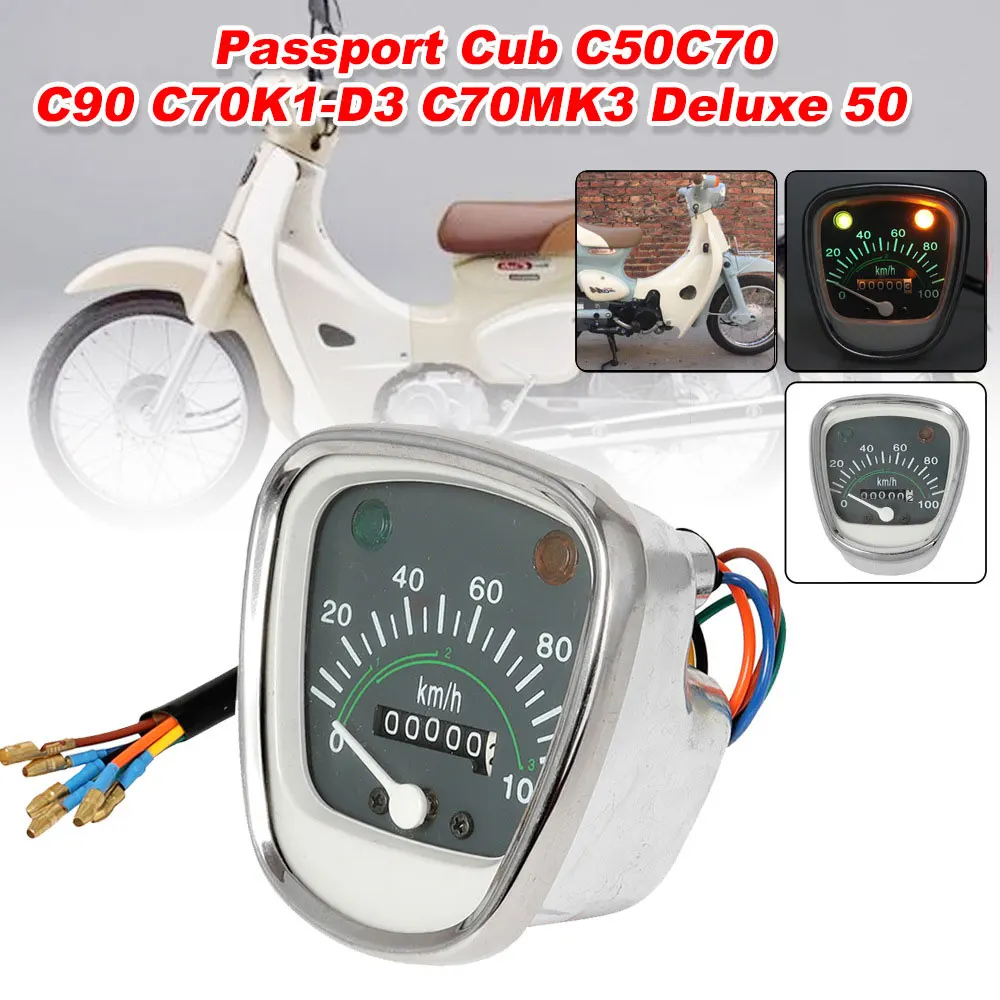 Motorcycle Digital Speedometer Odometer Stopwatch Meter Assembly Modified Parts Compatible For Cub C50 C70 C90  0-100km/h