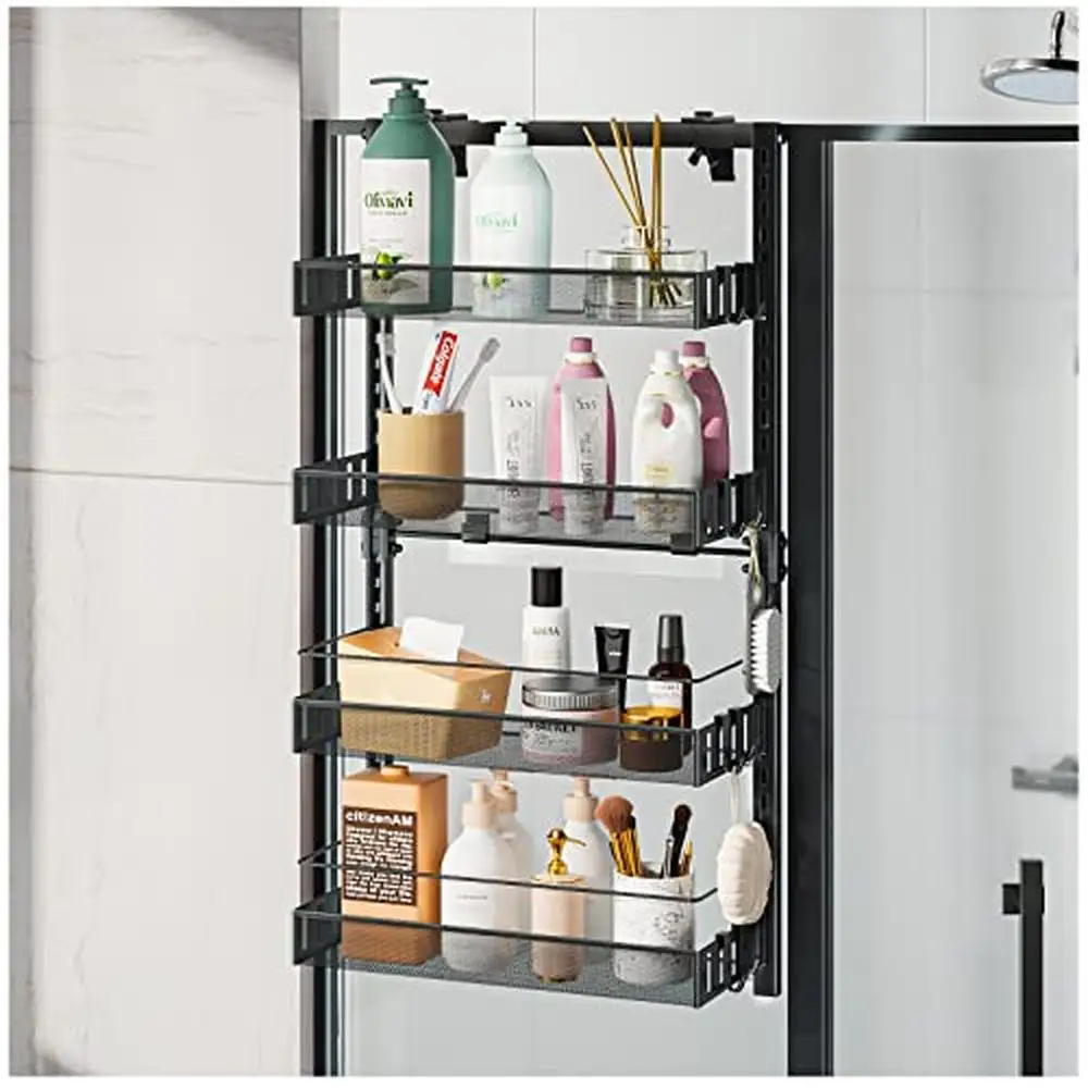 

4 Tier Adjustable Hanging Shower Caddy Organizer Rack Waterproof Rust-Resistant Shelf Basket Storage Over The Door Pantry