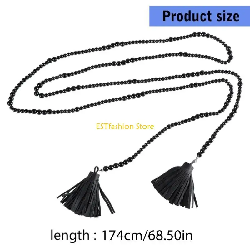 Y5GC Elegant Beads Necklace Shoulder Chain Hand Beading Shoulder Necklace for Women