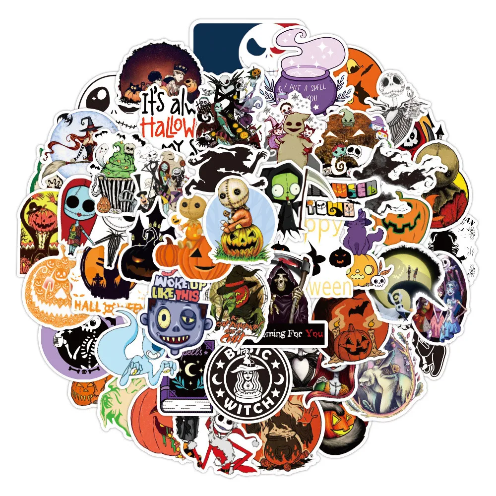 ملصقات كرتونية لمهرجان الهالوين - مجموعة كبيرة من الكتابة على الجدران المقاومة للماء لحسابات اليد وديكور حافظة الهاتف (متجر Anime Worlds)