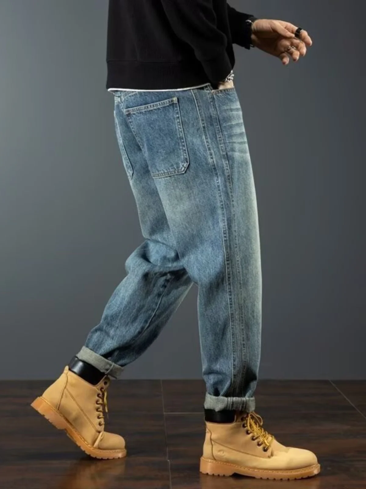 Men's Loose Straight Leg Jeans Retro Casual Trousers Autumn New Sle American Trendy Brand Denim Pants Youth Wear Spring Autumn