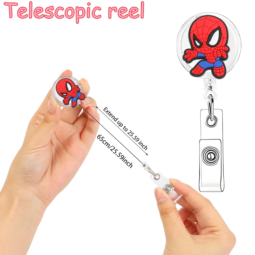 Marvel Spider Man Infermiera telescopica Dottore Badge Scroll Clip Ospedale Studente medico Porta carte d'identità Portachiavi Cordino
