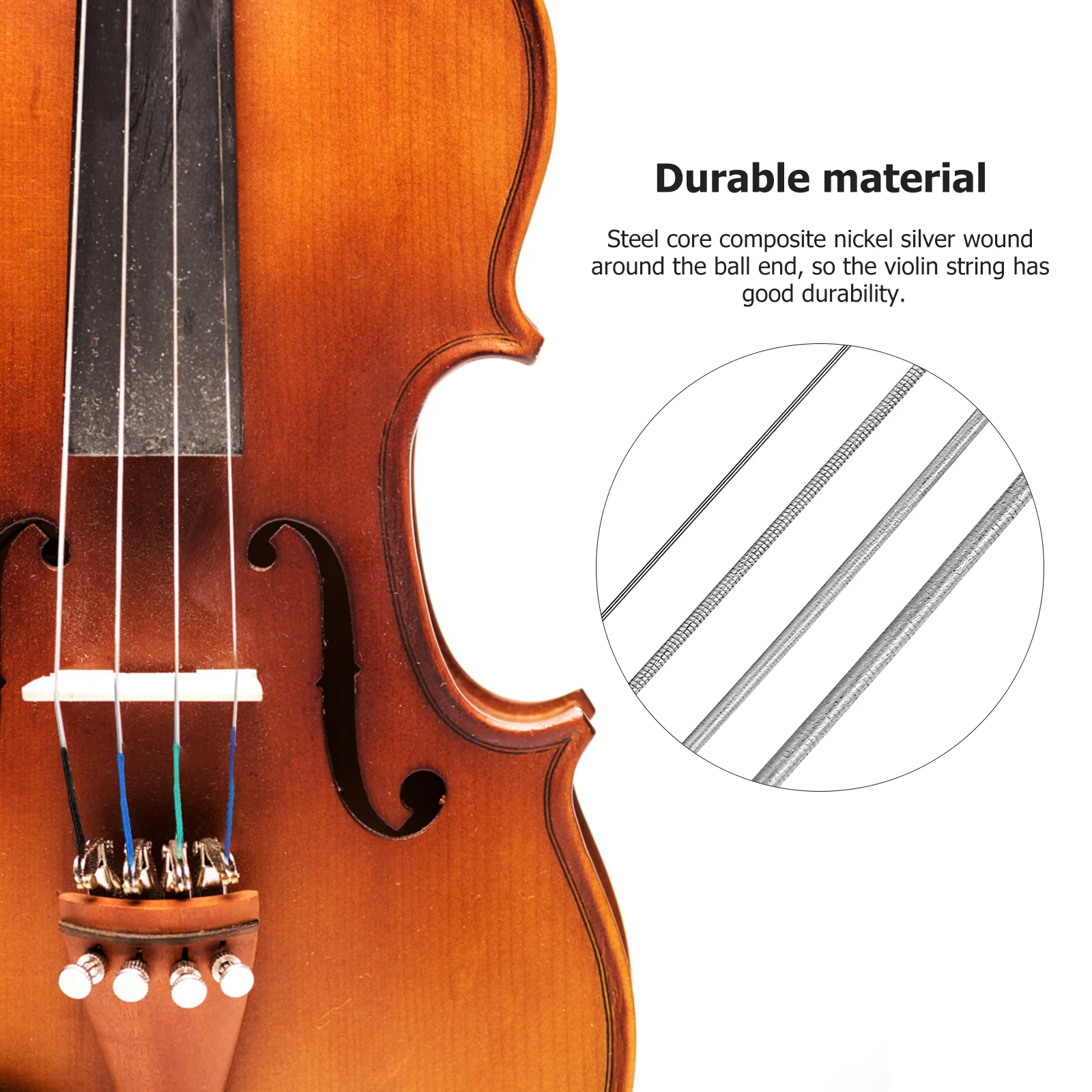 

Universal Violin Strings Set Classic Steel Strings Steel Cores Nickel Plated Ball Head Violin Replacement Accessories